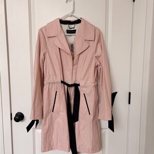 ANTONIO MELANI Light Pink Trench Coat with Black Accents